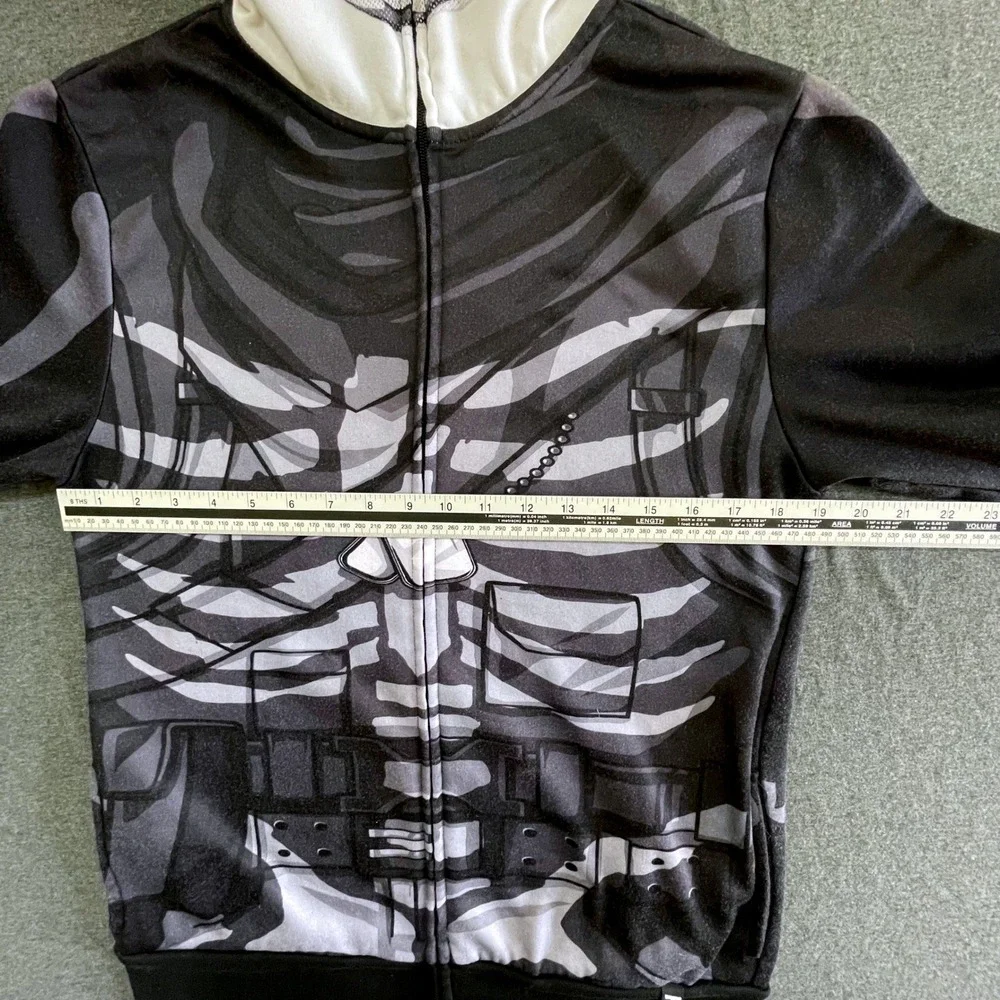 Fortnite Skull Trooper Hoodie Boys L Black Skeleton Full Zip Mesh Mask 2019‎